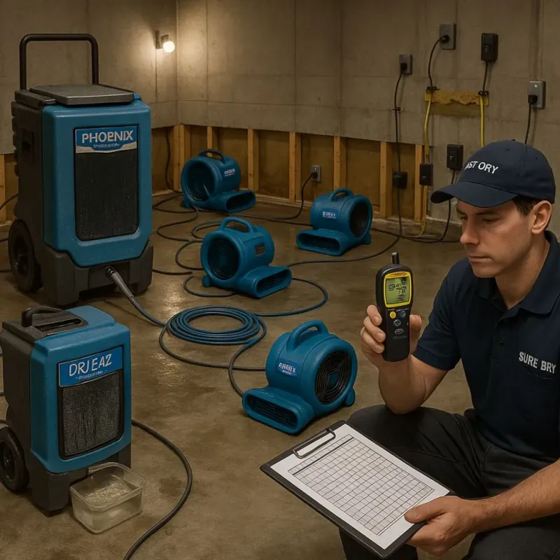Structural Drying and Dehumidification process in Rendon, TX